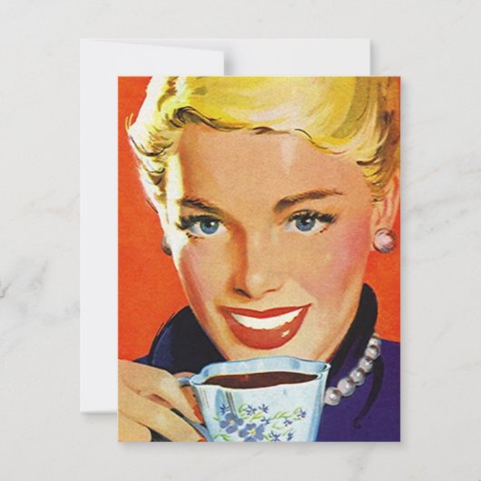 Invitation sociale Retro Stylish Lady Coffee or Te (Devant)