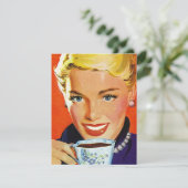 Invitation sociale Retro Stylish Lady Coffee or Te (Debout devant)