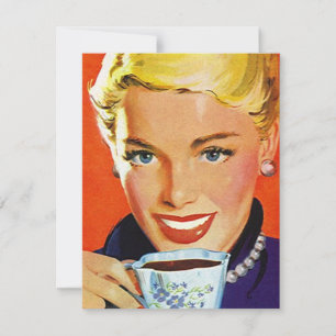 Invitation sociale Retro Stylish Lady Coffee or Te