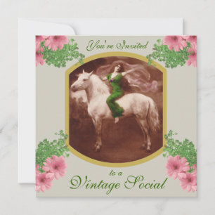 Invitation sociale Vintage avec carte postale roma