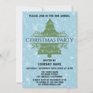 Invitation Société Bleue Arbre de Noël Fête de Noël Neige