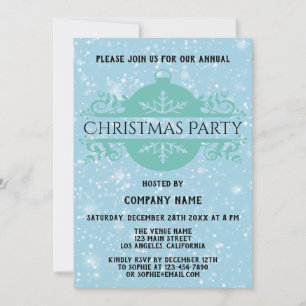 Invitation Société Bleue Élégante Fête de Noël de fin d'année