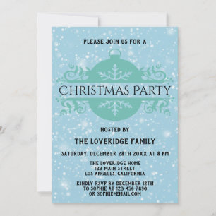 Invitation Société Bleue Élégante Fête de Noël de fin d'année