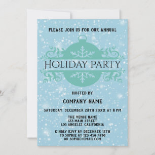 Invitation Société Bleue Élégante Fête de Noël de Vacances Ne