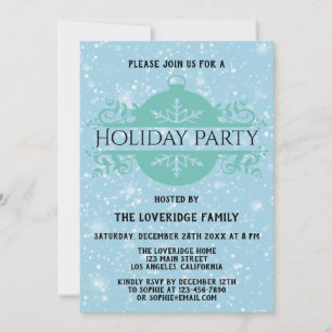Invitation Société Bleue Élégante Fête de Noël de Vacances Ne