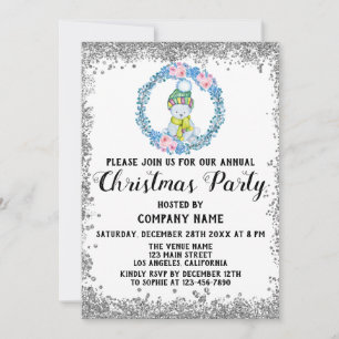 Invitation Société Couronne Bleue Fête de Noël de Noël Argent