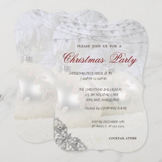 Invitation Société de boules de Noël de Noël (Devant / Derrière)