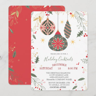 Invitation Société de branches d'ornements vintage Noël