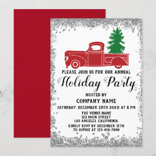 Invitation Société de l'Arbre de Noël Camion Rouge Fête de No