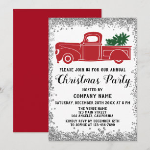 Invitation Société de l'arbre de Noël du camion rouge Fête de