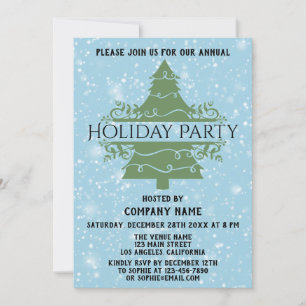 Invitation Société de l'Arbre de Noël Fête de Noël Bleu Neige