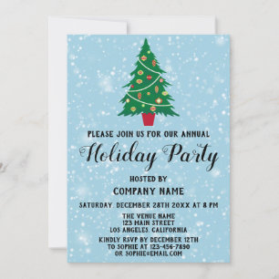 Invitation Société de l'Arbre de Noël Fête de Noël Bleu Neige