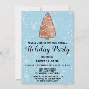 Invitation Société de l'Arbre de Noël Fête de Noël Bleu Neige