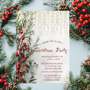 Invitation Société de lumières de branches de pin enneigées N