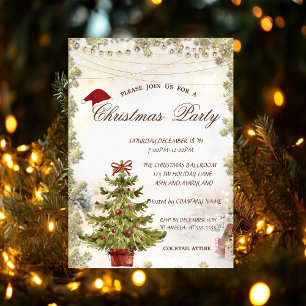 Invitation Société de Noël Arbre de Noël, Étoiles Cadeaux