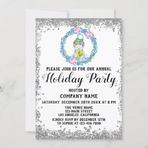 Invitation Société de Noël Couronne Bleue Fête de vacances Ar