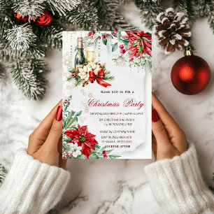 Invitation Société de vin Holly Berry Poinsettia Noël