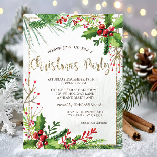 Invitation Société des branches de baies de houx Fête de Noël
