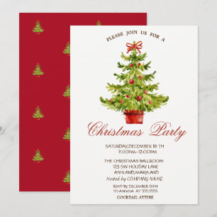 Invitation Société des sapins de Noël rouges Fête de Noël