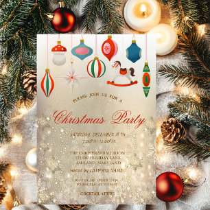 Invitation Société d'Ornements de Noël Vintage en Or