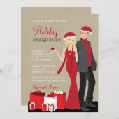 Invitation Société Fête Blonde Couple Noël (Devant / Derrière)