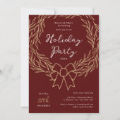 Invitation Société Fête Rouge & Gold Wreath Business (Devant)