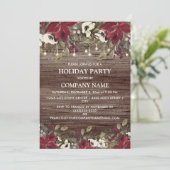 Invitation Société Fête Rustique Bois Rouge Poinsettia (Debout devant)