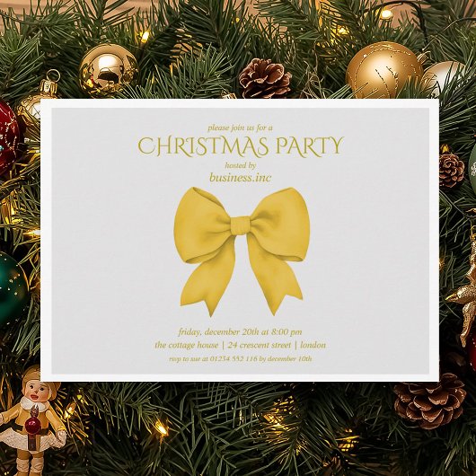 Invitation Société Gold Bow Noël Fête