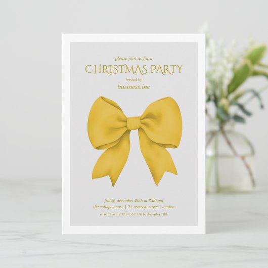 Invitation Société Gold Bow Noël Fête (Debout devant)