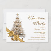 Invitation Société Gold Christmas Tree & Bow Holiday Party (Devant)
