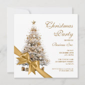 Invitation Société Gold Christmas Tree & Bow Holiday Party (Devant)