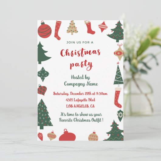 Invitation Société Noël Fête Cute Trees Chaussettes (Debout devant)