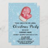 Invitation Société Noël Parti Rouge Blanc Mitten Bleu Neige (Devant / Derrière)
