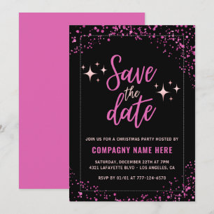 Invitation Société Rose Soirée de Noël Sauvegarder la date G