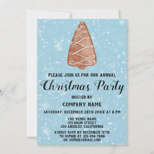 Invitation Société Vacances Arbre de Noël Bleu Neige