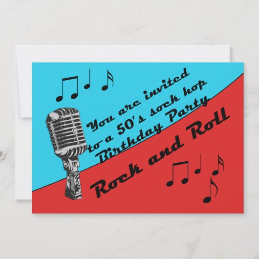 Invitation Sock Hop 50's Anniversday Party Retro fun (Devant)