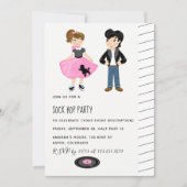 Invitation Sock Hop Kids Rock and Roll Retro Party (Devant)