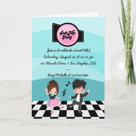 Invitation Sock Hop Party (Devant)