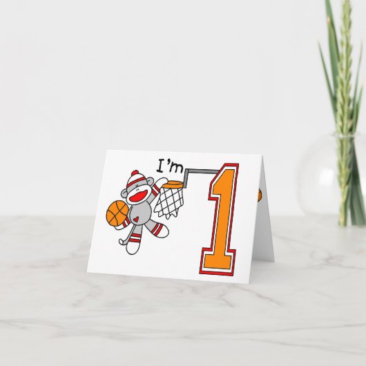 Invitation Sock Monkey Hoops 1er Anniversaire Remplissage Inv (Devant)