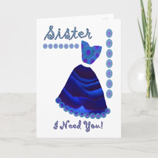 Invitation SOEUR - Maid of Honor avec Robe ROYALE BLEUE (Devant)