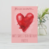 Invitation Soeur rose fête du 16e anniversaire (Debout devant)