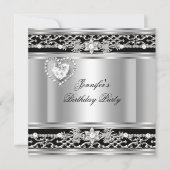 Invitation Soeur Silver Black Diamond fête d'anniversaire (Devant)