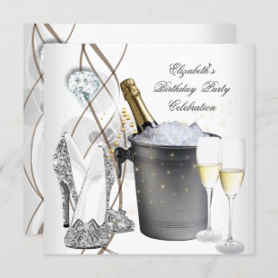 Invitation Soeur Silver Gold Champagne High Heels Party