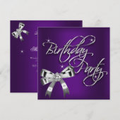 Invitation Soeur Silver Purple Femme fête d'anniversaire (Devant / Derrière)