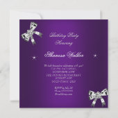 Invitation Soeur Silver Purple Femme fête d'anniversaire (Dos)