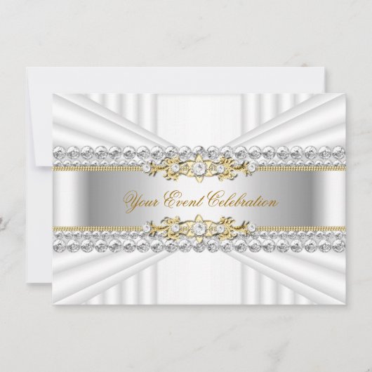 Invitation Soeur Silver White Gold fête d'anniversaire (Devant)