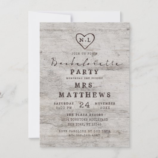 Invitation Soeurs sculptées Soirée Rustique Bachelorette Part (Devant)