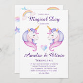 Invitation Soeurs Unicorne Conjointes Soeurs doubles Soeurs A (Devant / Derrière)