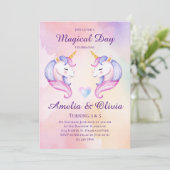 Invitation Soeurs Unicorne Conjointes Soeurs doubles Soeurs A (Debout devant)