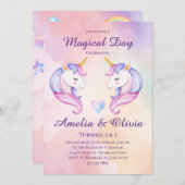 Invitation Soeurs Unicorne Conjointes Soeurs doubles Soeurs A (Devant / Derrière)